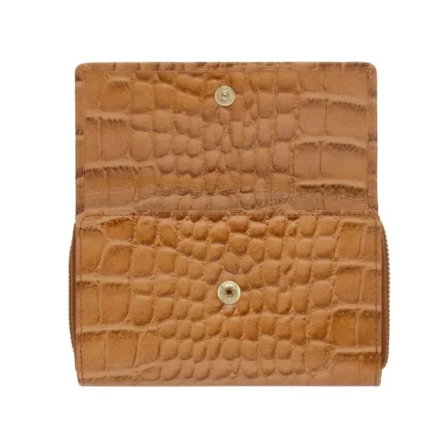 Skórzany portfel damski OCHNIK PORES-0518 z suwakiem i zatrzaskiem / OCHNIK PORES-0518 women’s leather wallet with zipper and snap closure