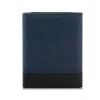OCHNIK mały portfel unisex skórzany niebiesko-czarny – tył portfela gładka skóra OCHNIK small unisex leather wallet blue-black – back view smooth leather