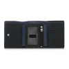 OCHNIK mały portfel unisex skórzany niebiesko-czarny – wnętrze z kieszeniami na karty i banknoty OCHNIK small unisex leather wallet blue-black – interior with card and bill compartments
