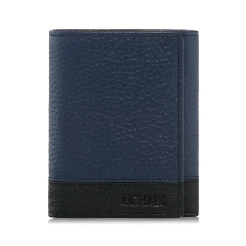 OCHNIK mały portfel unisex skórzany niebiesko-czarny – widok z różnych stron OCHNIK small unisex leather wallet blue-bla