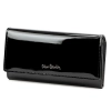 Skórzany portfel damski Pierre Cardin 07 SHINY 100 czarny z RFID – elegancki portfel ze skóry naturalnej, widok z przodu