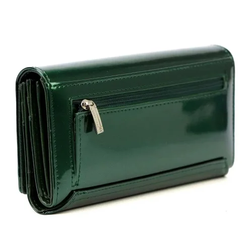 Portfel damski Pierre Cardin zielony – widok boczny Pierre Cardin women’s green leather wallet – side view