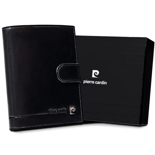 Skórzany portfel męski Pierre Cardin 326A czarny – widok z przodu Pierre Cardin 326A men’s leather wallet black – front