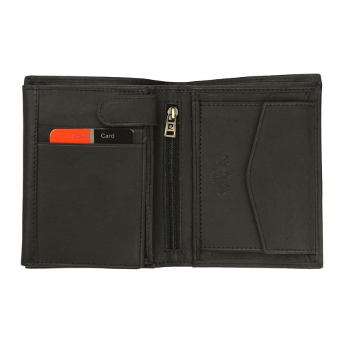 PIERRE CARDIN skórzany portfel męski 326 MAR czarny mat -Ochrona  RFID