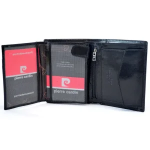 portfel męski Pierre Cardin NEW czarny wnętrze z kartami / Pierre Cardin NEW men's black wallet interior with cards