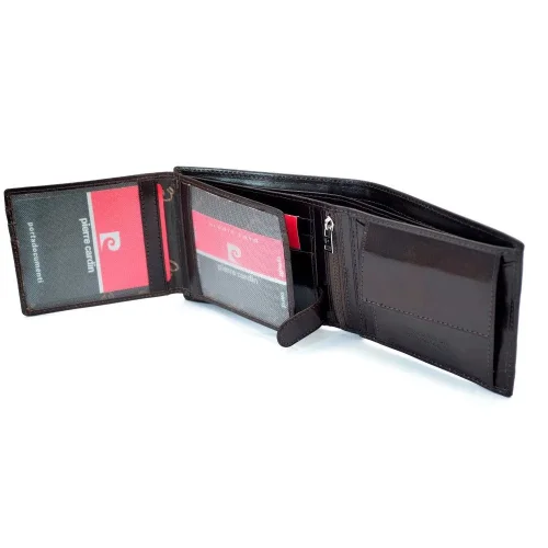 Pierre Cardin 910 Classic brązowy portfel męski – pełne rozłożenie / Pierre Cardin 910 Classic brown men’s wallet – fully opened layout