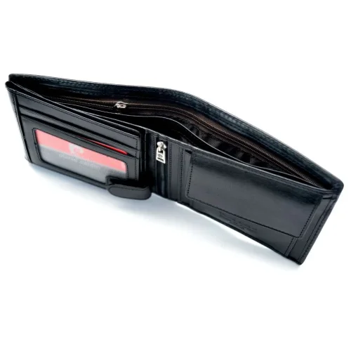 Pierre Cardin 910 Classic czarny portfel męski – widok pod kątem / Pierre Cardin 910 Classic black men’s wallet – angled side view