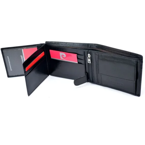 Pierre Cardin 910 Classic czarny portfel męski – pełne rozłożenie / Pierre Cardin 910 Classic black men’s wallet – fully opened layout