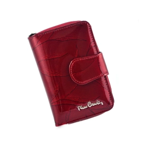 Czerwony skórzany portfel damski Pierre Cardin 02 LEAF 115 lakierowany | Red lacquered leather women’s wallet Pierre Car