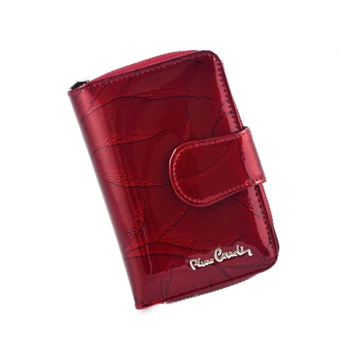 Czerwony skórzany portfel damski Pierre Cardin 02 LEAF 115 lakierowany | Red lacquered leather women’s wallet Pierre Car