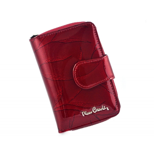 PIERRE CARDIN skórzany portfel damski 02 LEAF 115 czerwony