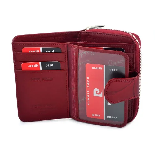 Portfel Pierre Cardin 02 LEAF 115 czerwony otwarty wnętrze | Pierre Cardin 02 LEAF 115 red wallet open interior