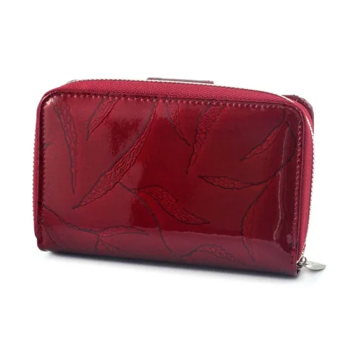 Portfel lakierowany Pierre Cardin 02 LEAF 115 czerwony detal skóry | Pierre Cardin 02 LEAF 115 red lacquered leather detail