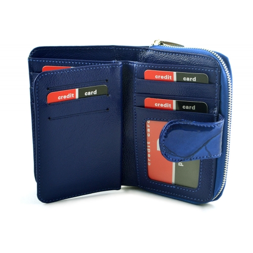 PIERRE CARDIN skórzany portfel damski 02 LEAF 115 niebieski