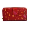 Pierre Cardin Plant 116 czerwony portfel damski złote liście widok z przodu | Pierre Cardin Plant 116 red women’s wallet