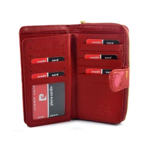 Pierre Cardin Plant 116 czerwony portfel damski rozbudowany wnętrze | Pierre Cardin Plant 116 red women’s wallet interior layout organizer style
