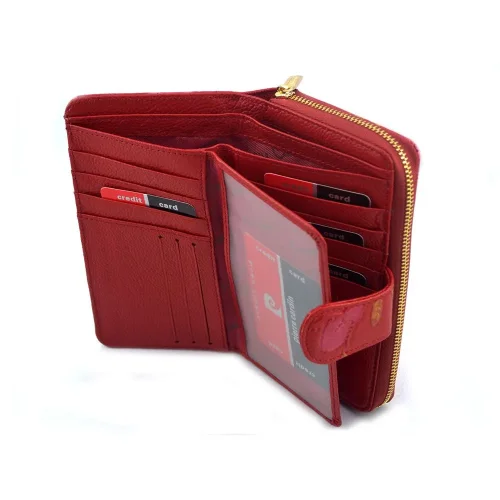 Pierre Cardin Plant 116 czerwony portfel damski elegancki design złote liście | Pierre Cardin Plant 116 red women’s wallet elegant gold leaf design