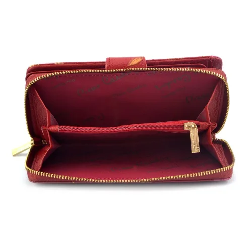 Pierre Cardin Plant 116 czerwony portfel organizer pojemne wnętrze | Pierre Cardin Plant 116 red zip-around organizer spacious interior