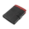 Skórzany portfel męski Pierre Cardin w orientacji pionowej – stylowe połączenie czerni i czerwieni. Vertical Pierre Cardin men's leather wallet – a stylish combination of black and red.