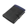 Skórzany portfel męski Pierre Cardin TILAK14 czarno-niebieski, ujęcie pod kątem. Pierre Cardin TILAK14 men's leather wallet black and blue, angled view.