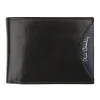Skórzany portfel męski Pierre Cardin czarny z niebieską wstawką – widok z przodu Pierre Cardin men’s leather wallet blac