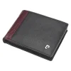 Cienki portfel Pierre Cardin typu slim do kieszeni czarny ruda wstawka / Slim Pierre Cardin leather wallet pocket-friendly black cognac detail