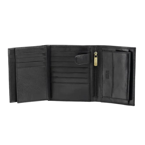 Portfel Puccini MU1698 1 rozłożony, widoczne przegrody i zamek / Puccini MU1698 1 wallet unfolded, compartments and zipper visible