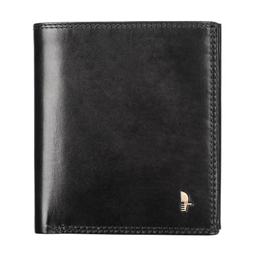Skórzany portfel męski Puccini MU1698 1 w kolorze czarnym, widok z przodu / Puccini MU1698 1 black men’s leather wallet,