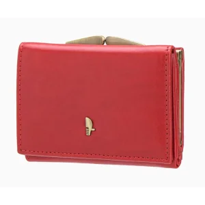 Puccini portfel skórzany czerwony widok przód elegancki damski / Red Puccini leather wallet front view elegant women’s wallet RFID