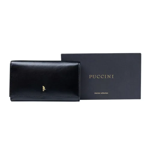 Portfel damski Puccini MU1706-1 – zamknięcie i logo marki Puccini MU1706-1 women’s wallet – clasp and brand logo