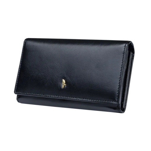 Skórzany portfel damski Puccini MU1706-1 czarny – widok z przodu Puccini MU1706-1 black leather women’s wallet – front v