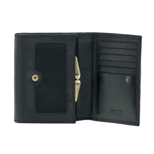 Portfel PUCCINI Masterpiece MU1709 czarny – widok wnętrza z kieszeniami i przegródkami. | PUCCINI Masterpiece MU1709 black wallet – interior view with compartments.