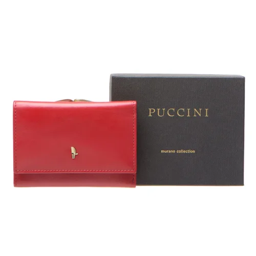 Portfel PUCCINI MU1950 czerwony – widok z opakowaniem prezentowym. | PUCCINI MU1950 red wallet – shown with branded gift box.