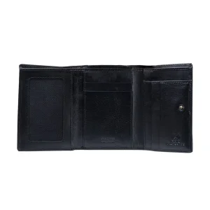 Portfel PUCCINI MU1950 1 – widok z tyłu, elegancka czarna skóra naturalna. | PUCCINI MU1950 1 wallet – back view, elegant genuine black leather.