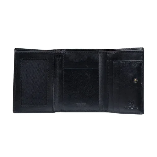 Portfel PUCCINI MU1950 1 – widok z tyłu, elegancka czarna skóra naturalna. | PUCCINI MU1950 1 wallet – back view, elegant genuine black leather.