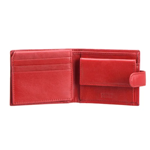 Puccini MU1953 portfel damski czerwony – widok z boku Puccini MU1953 red women’s wallet – side view