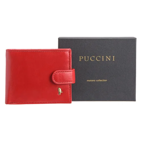 Puccini MU1953 czerwony skórzany portfel damski z ochroną RFID – przód Puccini MU1953 red women’s leather wallet with RF