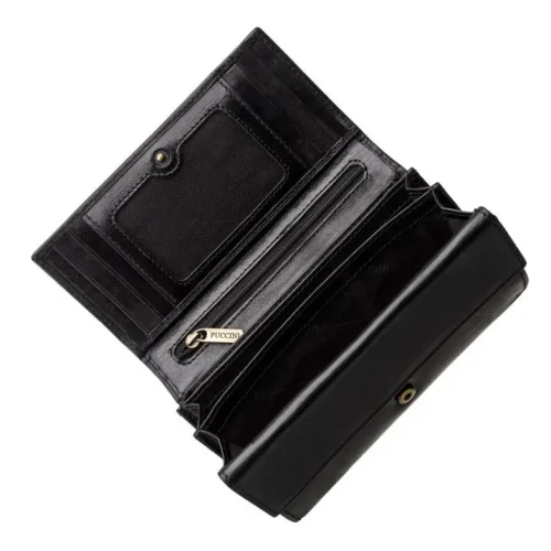 PUCCINI skórzany portfel damski MU1958 1 czarny RFID