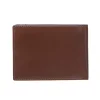 Puccini MU 20438/2 portfel skórzany – detal skóry i przeszycia w kolorze kasztanowym / Puccini MU 20438/2 leather wallet – chestnut brown texture and stitching detail