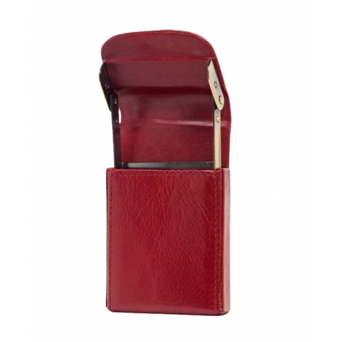 CZERWONE ELEGANCKIE SKÓRZANE ETUI NA KARTY I WIZYTÓWKI