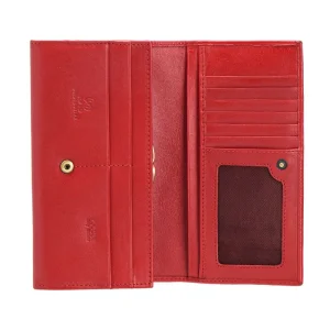 Portfel damski Puccini MU1705-3 czerwony – wnętrze z kartami i bilonem | Puccini MU1705-3 red women’s wallet – inside layout with cards and coin pocket