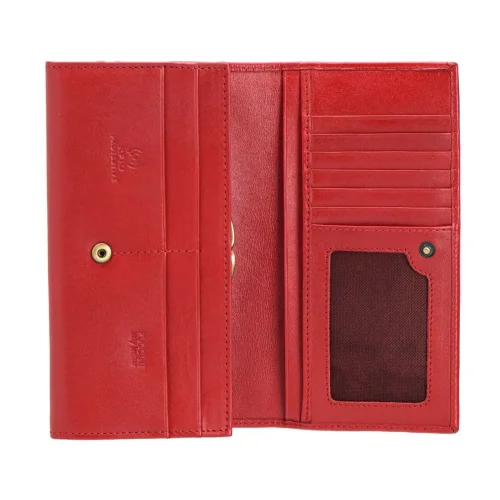 Portfel damski Puccini MU1705-3 czerwony – wnętrze z kartami i bilonem | Puccini MU1705-3 red women’s wallet – inside layout with cards and coin pocket