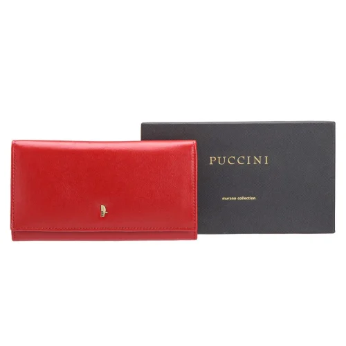 Skórzany portfel damski Puccini MU1705-3 czerwony – sekcje na dokumenty | Puccini MU1705-3 red leather wallet – document sections