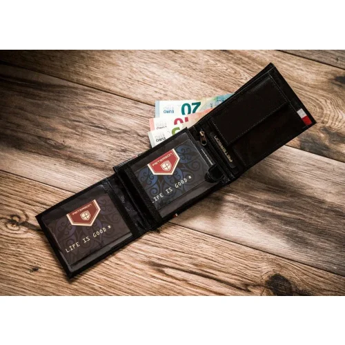 PETERSON - Portfel skórzany męski 304 Orzeł RFID