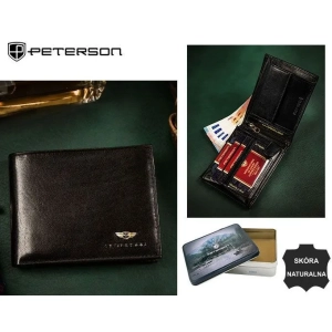 Portfel męski PETERSON PTN-304-P czarny skórzany z ochroną RFID