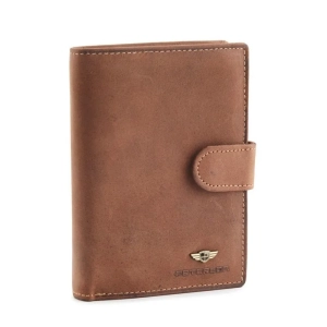 Męski portfel skórzany Peterson 324Z 2-1-5 nubuk brązowy widok z przodu / Peterson 324Z 2-1-5 men’s nubuck leather walle