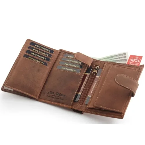 Skórzany portfel męski Peterson 324Z 2-1-5 widok z boku / Side view of Peterson 324Z 2-1-5 men’s leather wallet