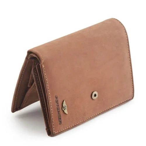 Portfel męski Peterson 324Z 2-1-5 nubuk brązowy zamknięty / Peterson 324Z 2-1-5 men’s nubuck leather wallet brown closed
