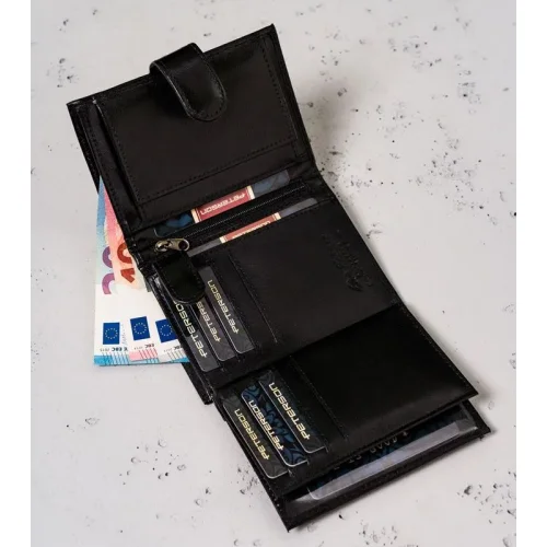 Pionowy portfel męski Peterson – układ wnętrza Peterson vertical men’s wallet – interior layout