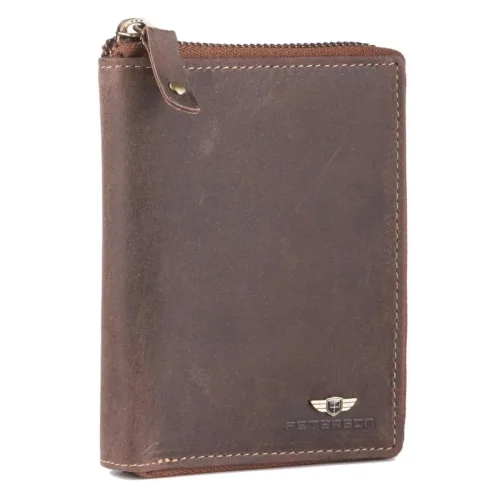Peterson portfel męski nubuk 340 2-1-4 wnętrze układ kieszeni | Peterson men’s nubuck wallet 340 2-1-4 interior pocket layout